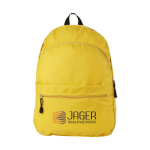 Jugendlicher Rucksack in vielen verschiedenen Farben bedruckbar farbe gelb zweite Ansicht mit Siebdruck