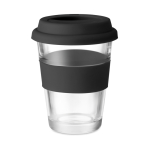 To Go Becher aus Glas mit Deckel und Band aus Silikon, 350 ml farbe schwarz dritte Ansicht