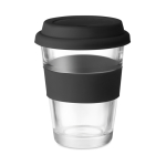 To Go Becher aus Glas mit Deckel und Band aus Silikon, 350 ml farbe schwarz vierte Ansicht