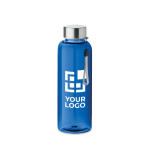 Auslaufsichere Wasserflasche aus recyceltem Kunststoff, 500 ml farbe köngisblau Ansicht mit Druckbereich