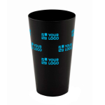 Wiederverwendbarer Becher aus PP mit gefrosteter Oberfläche, 500 ml. farbe schwarz Ansicht mit Druckbereich