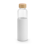 Glasflasche mit Bambusverschluss und Silikonhülle, 600ml farbe weiß