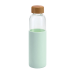 Glasflasche mit Bambusverschluss und Silikonhülle, 600ml farbe hellgrün