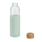 Glasflasche mit Bambusverschluss und Silikonhülle, 600ml farbe hellgrün vierte Ansicht