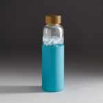 Glasflasche mit Bambusverschluss und Silikonhülle, 600ml farbe hellblau fünfte Ansicht