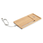 Schreibtisch-Organizer mit Handy-Aufladestation, Oberfläche aus Bambus farbe natürliche farbe Ansicht mit Logo 1