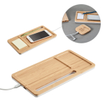 Schreibtisch-Organizer mit Handy-Aufladestation, Oberfläche aus Bambus Ansicht in vielen Farben