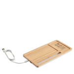 Schreibtisch-Organizer mit Handy-Aufladestation, Oberfläche aus Bambus Ansicht mit Druckbereich