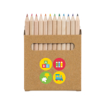 12 Buntstifte in bedruckbarer Pappschachtel als Werbegeschenk farbe natürliche farbe Ansicht mit Logo 2