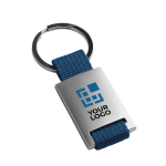 Schlüsselanhänger aus Metall mit Siebdruck und Polyesterstreifen Ansicht mit Druckbereich