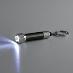Origineller Schlüsselanhänger aus Aluminium mit Taschenlampe farbe schwarz vierte Ansicht