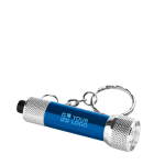 Origineller Schlüsselanhänger aus Aluminium mit Taschenlampe Ansicht mit Druckbereich