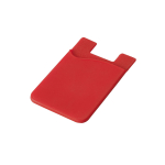 Kartenhalter aus Silikon mit Klebeband als Werbeartikel bedrucken farbe rot