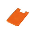Kartenhalter aus Silikon mit Klebeband als Werbeartikel bedrucken farbe orange