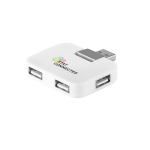 Günstiger USB Hub aus ABS mit 4 Ports als Werbeartikel farbe weiß Ansicht mit Logo 4