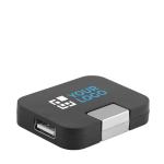 Günstiger USB Hub aus ABS mit 4 Ports als Werbeartikel Ansicht mit Druckbereich