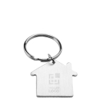 Günstiger Schlüsselanhänger in Form eines Hause als Werbegeschenk Ansicht mit Druckbereich