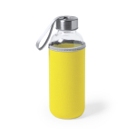 Bedruckte Glasflasche mit Hülle als Werbeartikel, 430 ml farbe gelb erste Ansicht