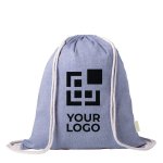 Zuziehbeutel aus recycelter Baumwolle als Öko-Geschenk, 120 g/m2 Ansicht mit Druckbereich