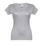 Tailliertes Damen-T-Shirt mit V-Ausschnitt, 150 g/m2, THC Athens farbe grau mamoriert zweite Ansicht