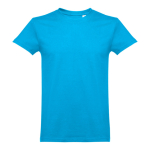 Unisex-T-Shirts mit Logo aus kardierter Baumwolle, 190 g/m2, THC Ankara farbe cyan-blau