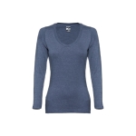 Langärmeliges Damen-T-Shirts aus Baumwolle, 150 g/m2, THC Bukarest farbe blau mamoriert zweite Ansicht