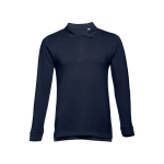 Langärmelige Poloshirts bedrucken aus Baumwolle, 210 g/m2, THC Bern farbe blau zweite Ansicht