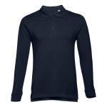 Langärmelige Poloshirts bedrucken aus Baumwolle, 210 g/m2, THC Bern farbe marineblau