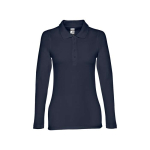 Langarm-Poloshirt für Damen aus Baumwolle, 210 g/m2, THC Bern farbe blau zweite Ansicht