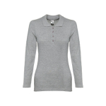 Langarm-Poloshirt für Damen aus Baumwolle, 210 g/m2, THC Bern farbe grau zweite Ansicht