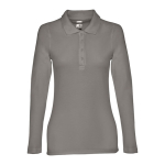 Langarm-Poloshirt für Damen aus Baumwolle, 210 g/m2, THC Bern farbe dunkelgrau zweite Ansicht