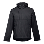 Softshelljacken mit Kapuze bedrucken aus Polyester, 280 g/m2, THC Zagreb farbe schwarz