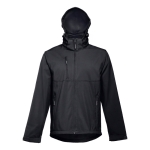 Softshelljacken mit Kapuze bedrucken aus Polyester, 280 g/m2, THC Zagreb farbe schwarz