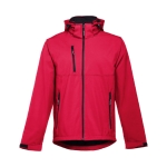 Softshelljacken mit Kapuze bedrucken aus Polyester, 280 g/m2, THC Zagreb farbe rot zweite Ansicht