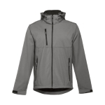 Softshelljacken mit Kapuze bedrucken aus Polyester, 280 g/m2, THC Zagreb farbe grau zweite Ansicht