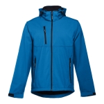 Softshelljacken mit Kapuze bedrucken aus Polyester, 280 g/m2, THC Zagreb farbe cyan-blau