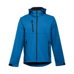 Softshelljacken mit Kapuze bedrucken aus Polyester, 280 g/m2, THC Zagreb farbe cyan-blau zweite Ansicht