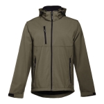 Softshelljacken mit Kapuze bedrucken aus Polyester, 280 g/m2, THC Zagreb farbe militärgrün