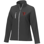 Damen-Softshelljacke aus Polyester, 250 g/m2, Elevate Essentials farbe dunkelgrau Ansicht mit Siebdruck