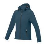 Damen-Softshelljacke mit Kapuze aus Polyester, 300 g/m2, Elevate Life farbe cyan-blau