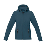 Damen-Softshelljacke mit Kapuze aus Polyester, 300 g/m2, Elevate Life farbe cyan-blau zweite Vorderansicht