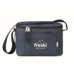 Kühltasche aus recyceltem Kunstoff für 6 Dosen als Werbemittel farbe blau Hauptansicht dritte Ansicht