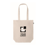 Bedruckbare Einkaufstasche aus Hanf mit Bodenfalte, 200 g/m2 farbe beige Ansicht mit Druckbereich