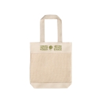Baumwolltasche im Naturton mit Netz und Henkeln, 180 g/m2 farbe natürliche farbe Ansicht mit Logo 2