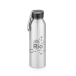 Auslaufsichere Aluminiumflasche mit Silikongriff, 660 ml farbe mattsilber Ansicht mit Logo 1