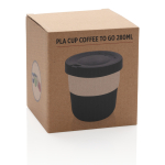 Kaffeebecher To Go mit Logo für Mitarbeiter bedrucken lassen, 280 ml farbe schwarz zweite Ansicht mit Box