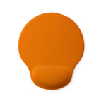 Mauspad mit Handgelenkstütze aus weichem Polyester für Mitarbeiter farbe orange erste Ansicht