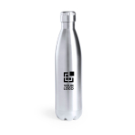 Thermosflasche aus recyceltem Edelstahl in glänzendem Silber 850ml Ansicht mit Druckbereich