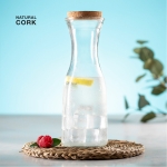 Recycelter Glasbehälter mit Korkdeckel als Werbeartikel, 1 L farbe transparent zweite Ansicht