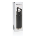 Thermo Trinkflasche mit Griff als Werbeartikel, 650 ml farbe schwarz zweite Ansicht mit Box